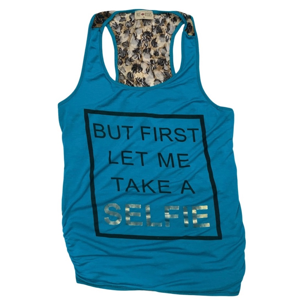 Free Kisses Tank Top Selfie First Size XL Spring Summer Layering